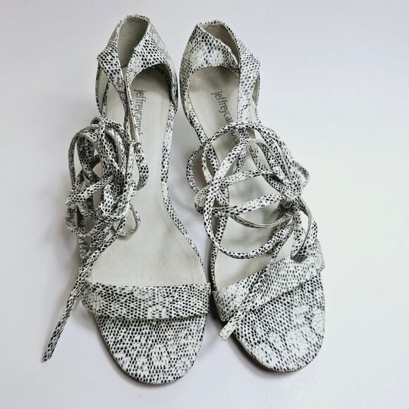 JEFFREY CAMPBELL Anthropologie Wrapped Light Grey Faux Snake Kitten Heel Size 8 - Picture 9 of 11